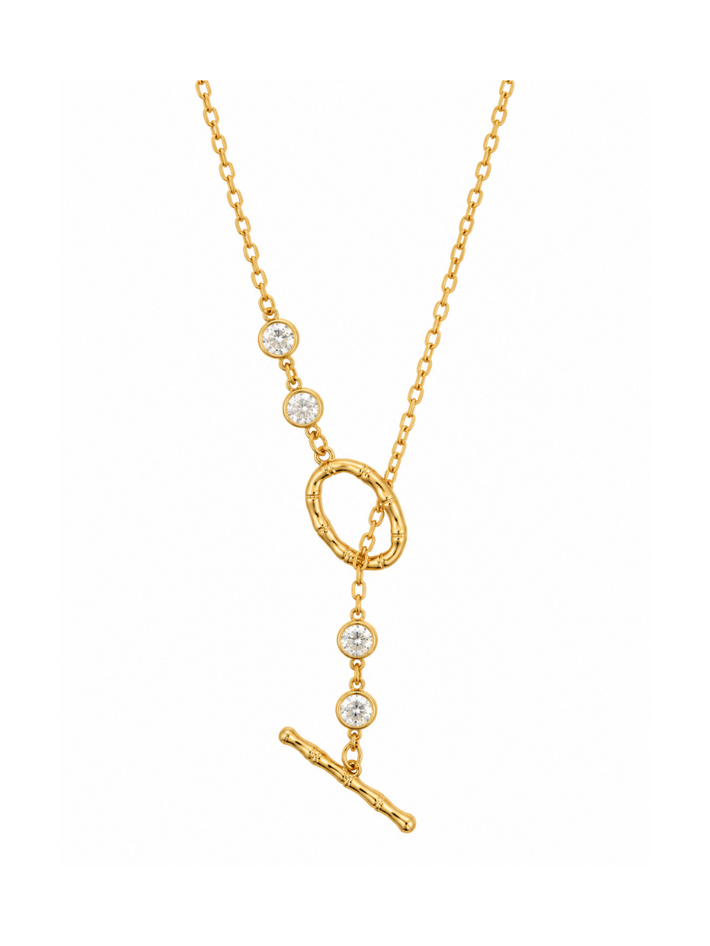 Gold Crystal Toggle Necklace