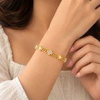 Pavé Clover Gold Chain Bangle