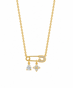 Crystal Safety Pin Charm Necklace