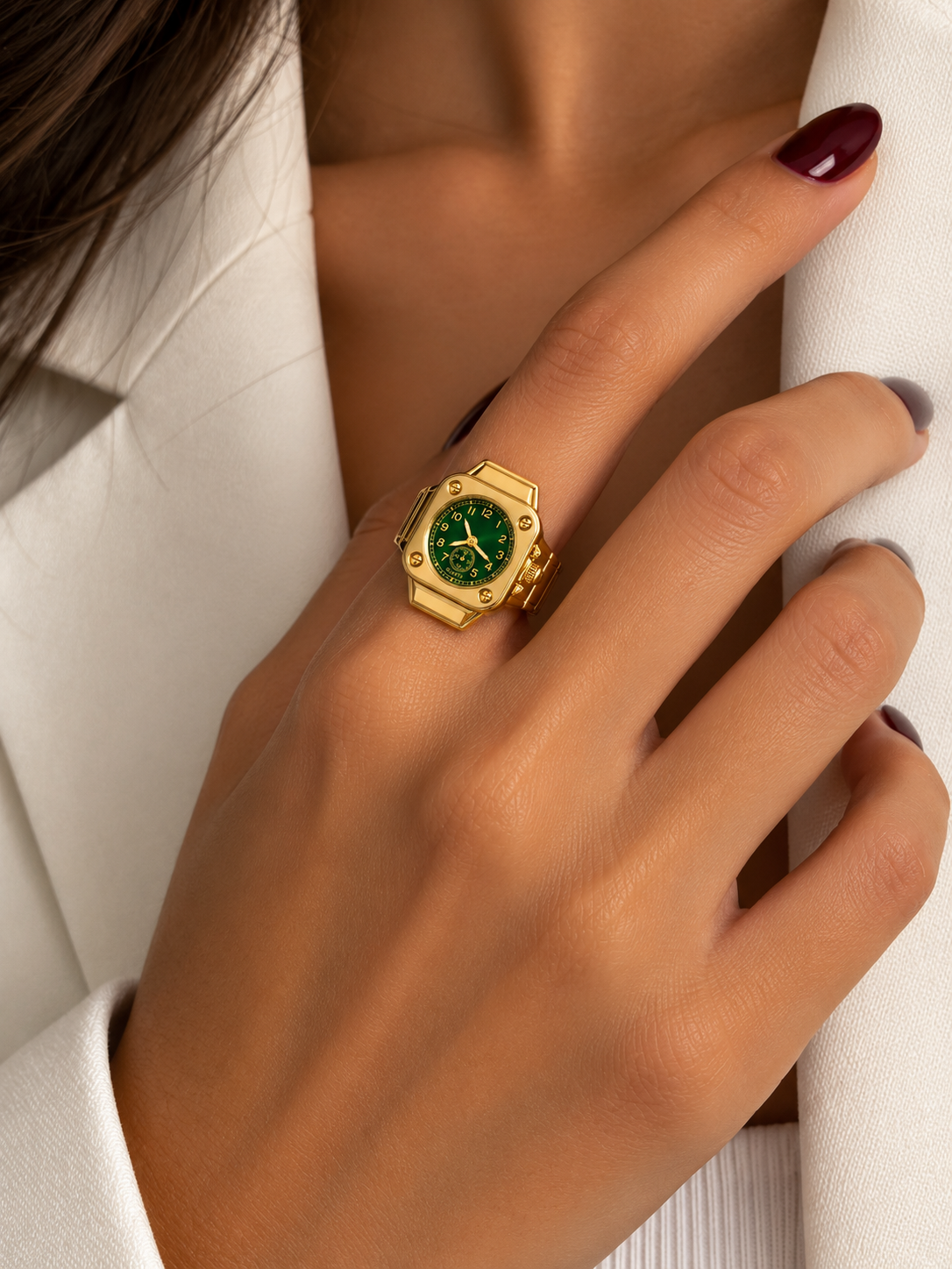 Luxe Bold Square Watch Ring