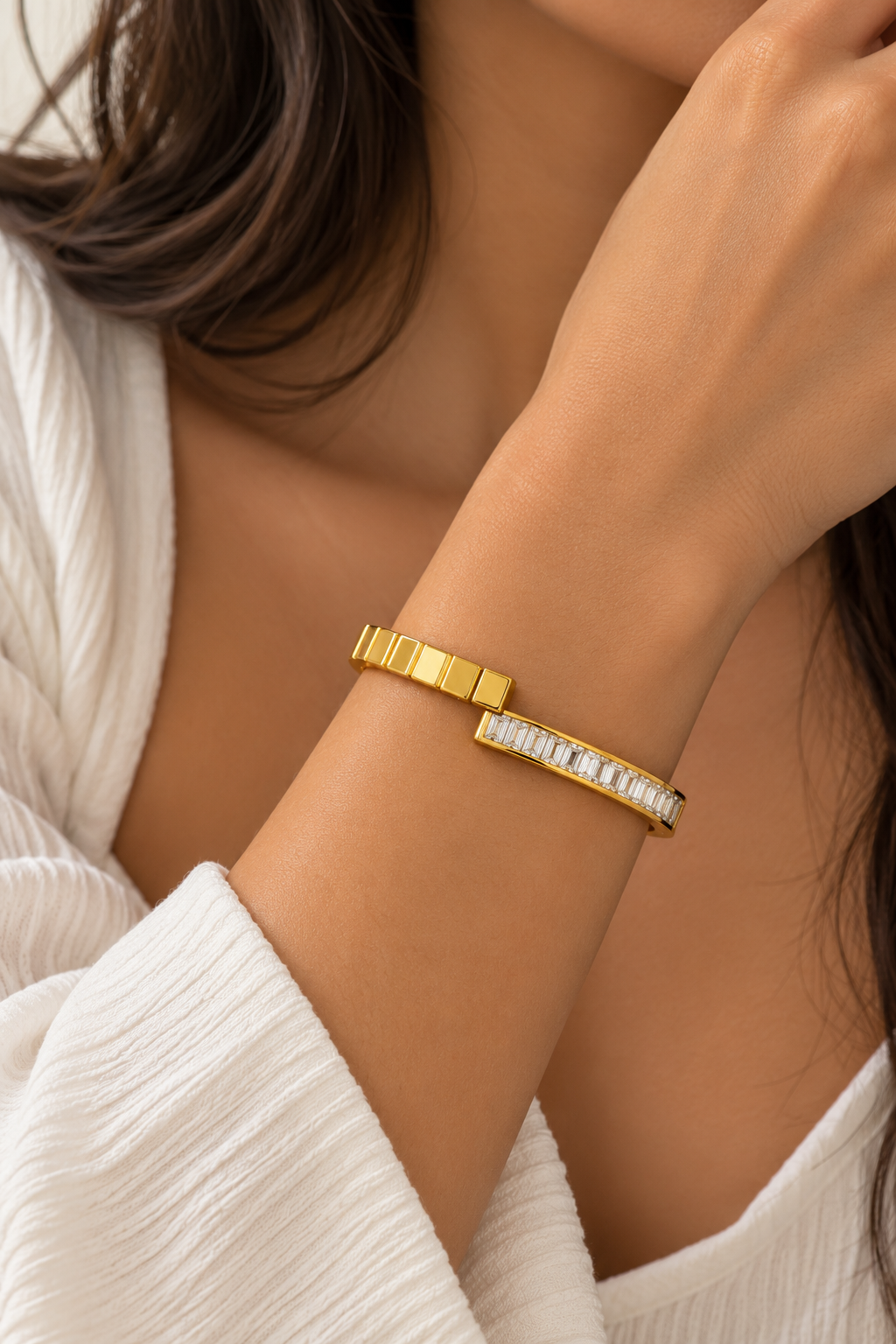 Baguette Crystal Gold Kada (BABY SIZE)