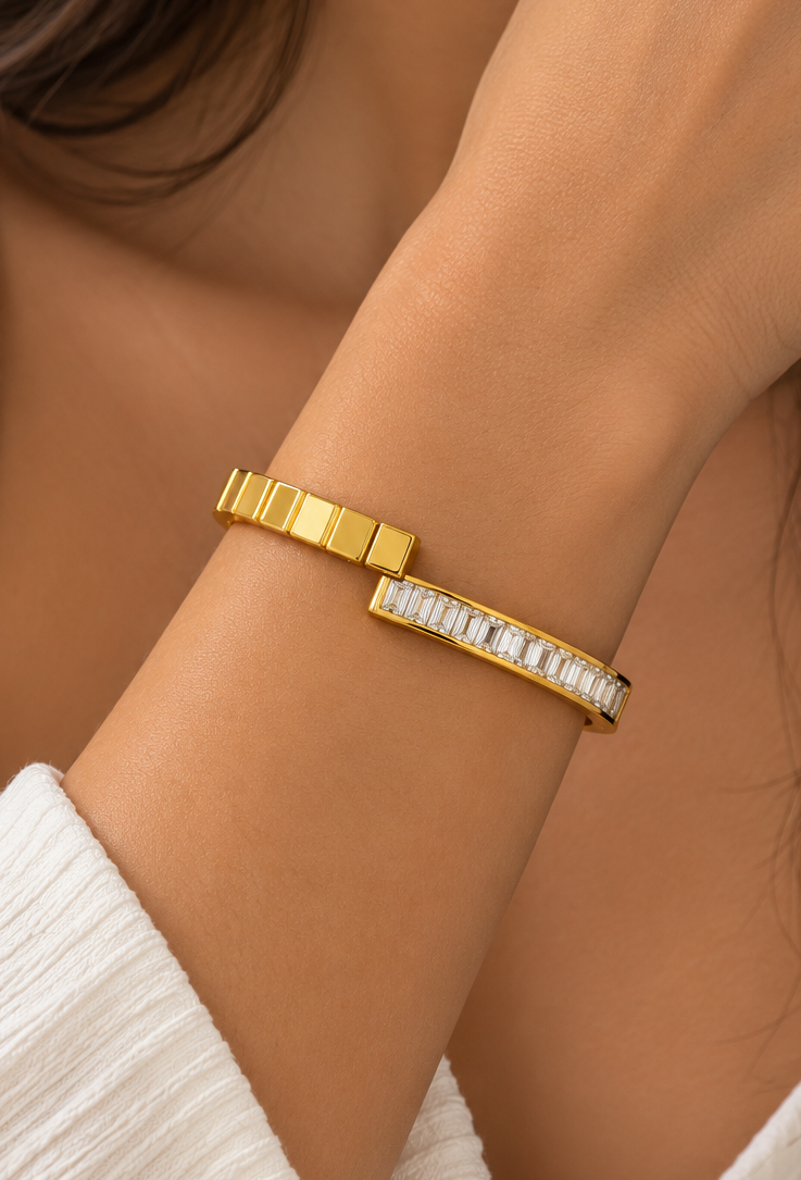 Baguette Crystal Gold Kada (BABY SIZE)
