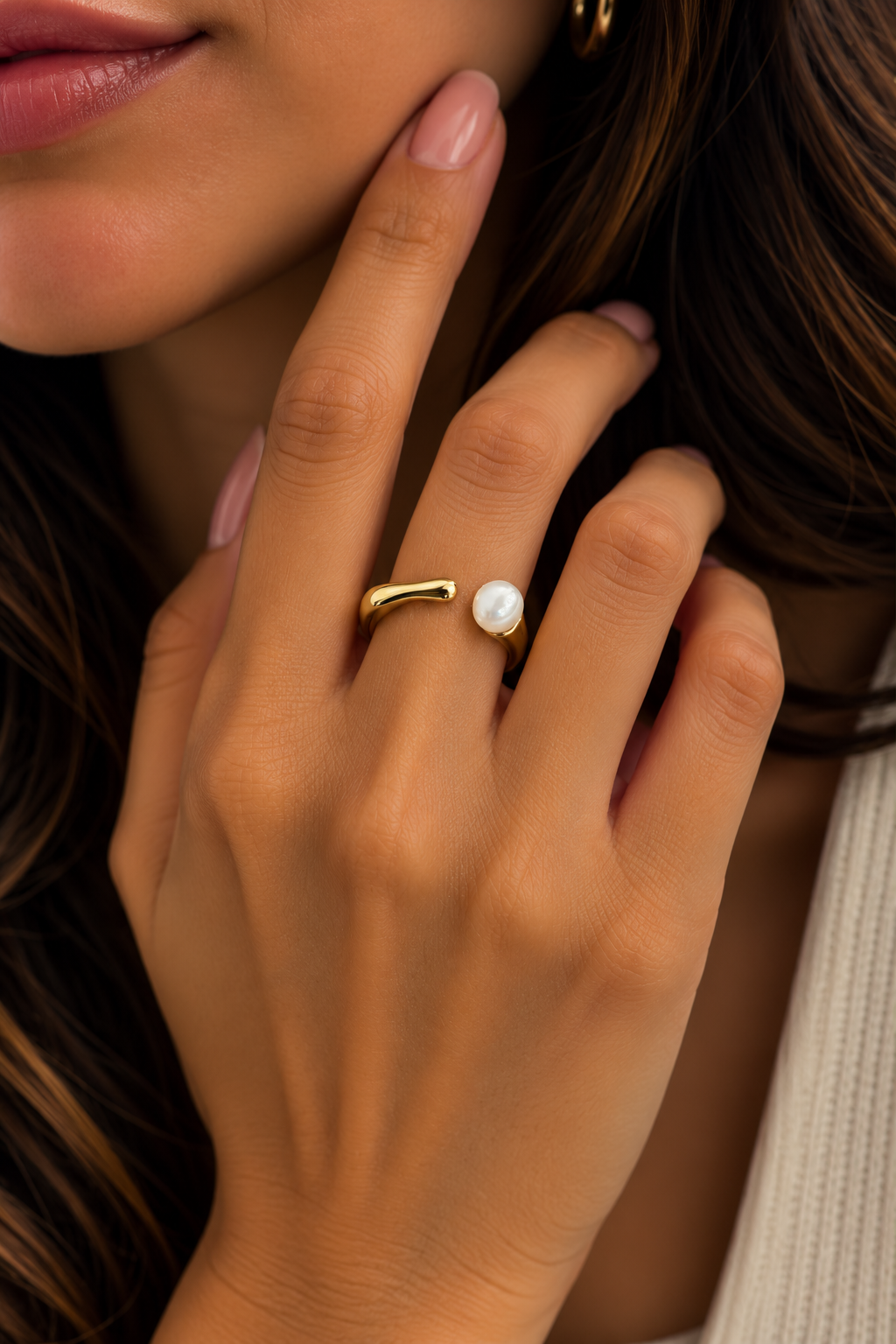 Pearl Accent Open Ring