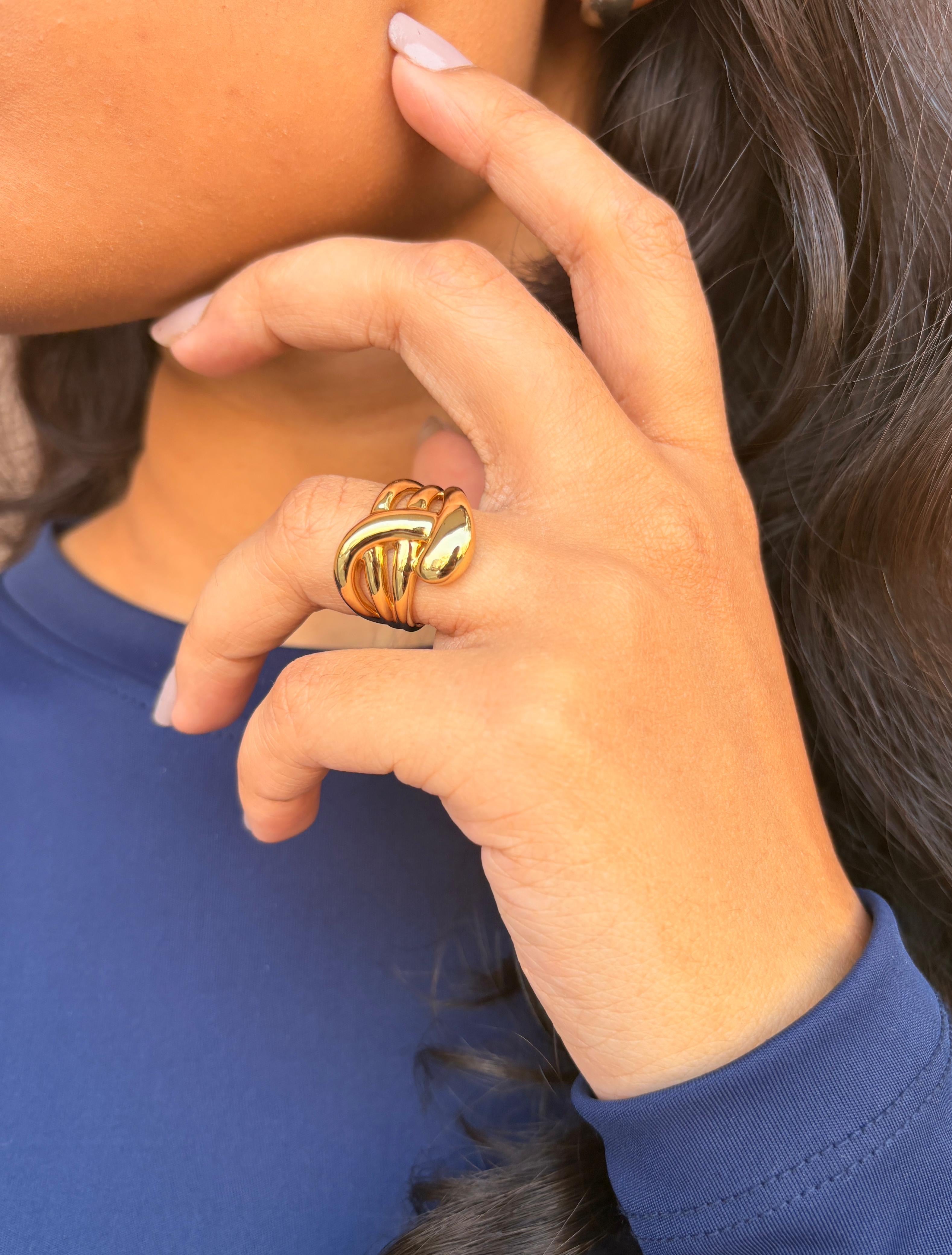 Branch Design Gold Adjustable Ring