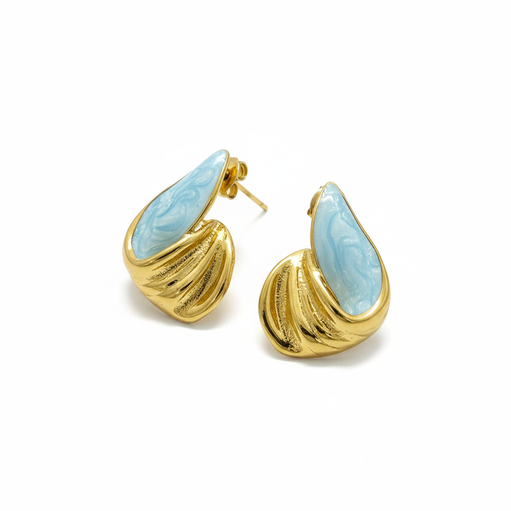Sculptural Azure Drop Studs