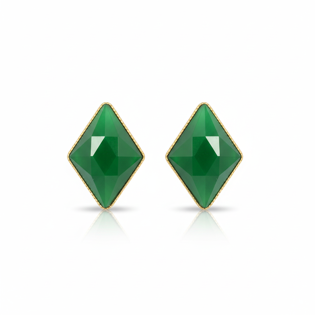 Green Diamond Shaped Earrings