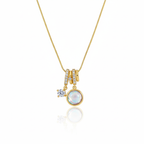 Moonstone & CZ Diamond Pendant