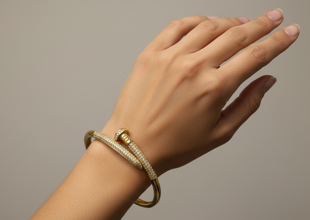 Gilded Nail Pavé Bangle