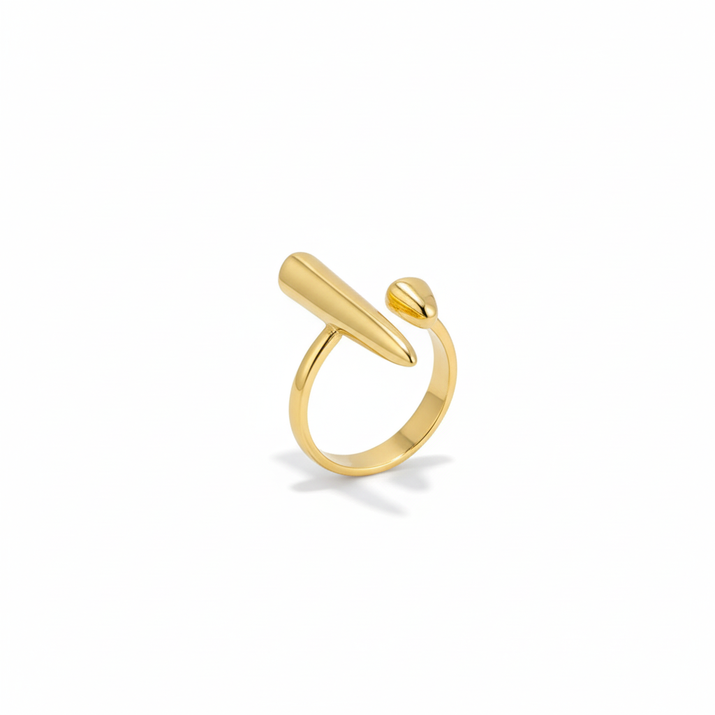 Dual Drop Gold Open Ring