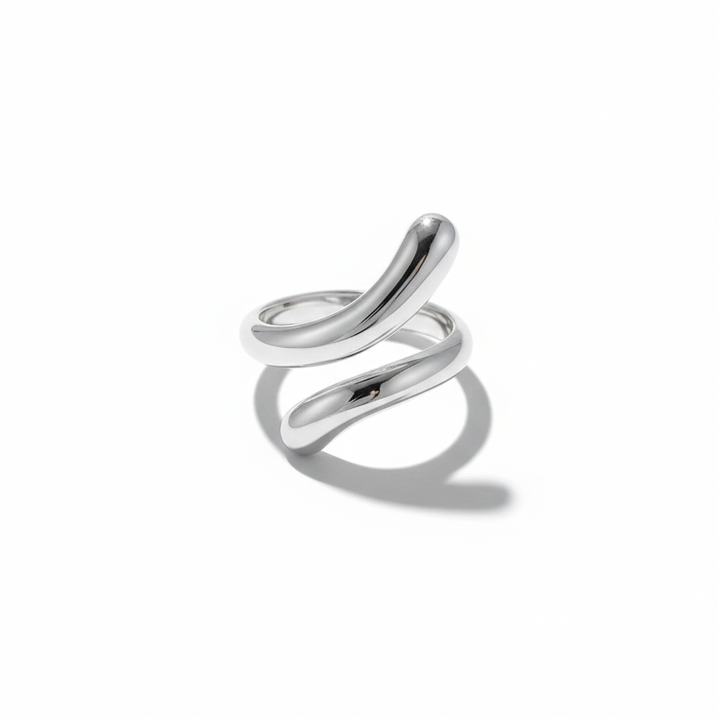 Curved Twist Silver Ring