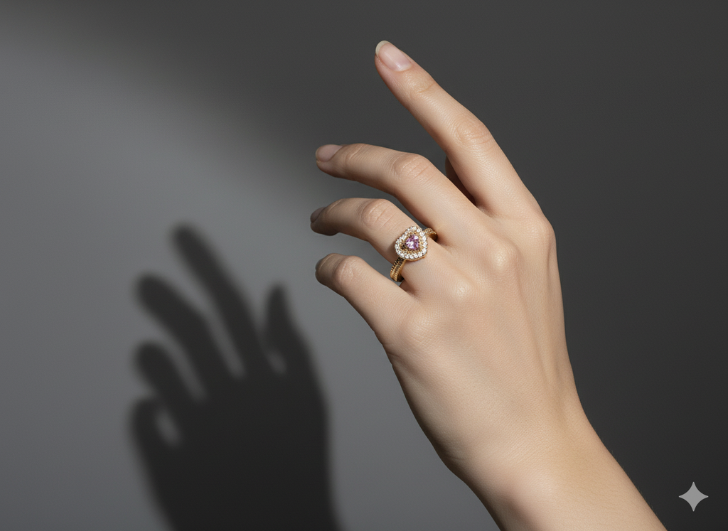 "Promise Me" Heart Pave Adjustable Ring.