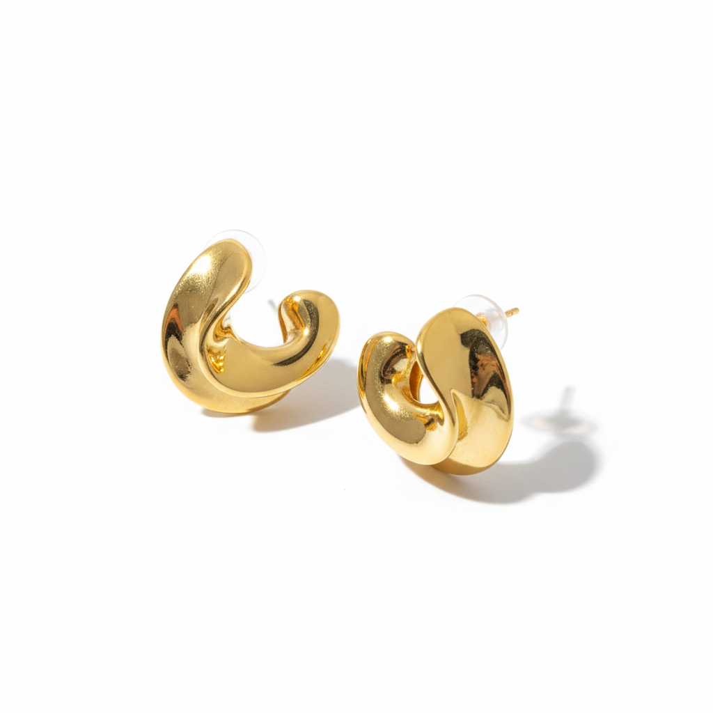 Gold Curve Studs