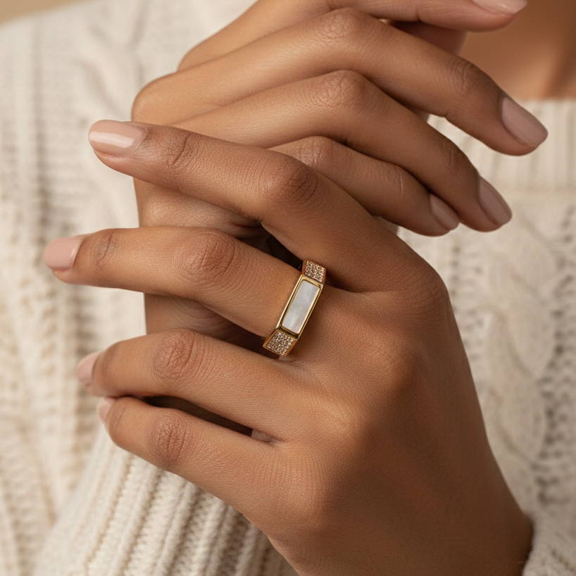 Rectangular with Diamond Inlays