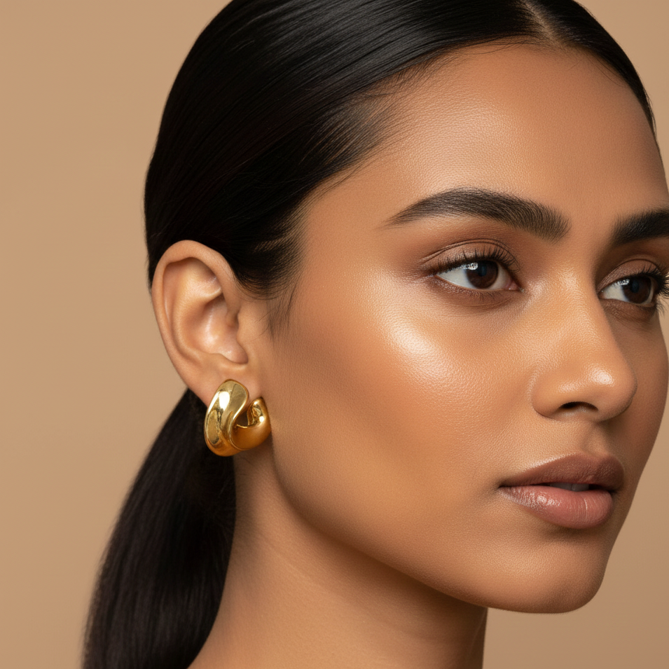 Gold Curve Studs