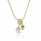 Heart & Emerald-Eyed Owl Pavé Charm Pendant