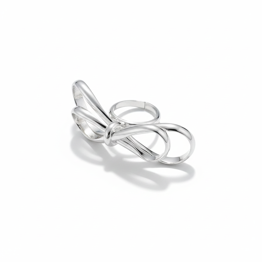 Silver Infinity Bow Ring