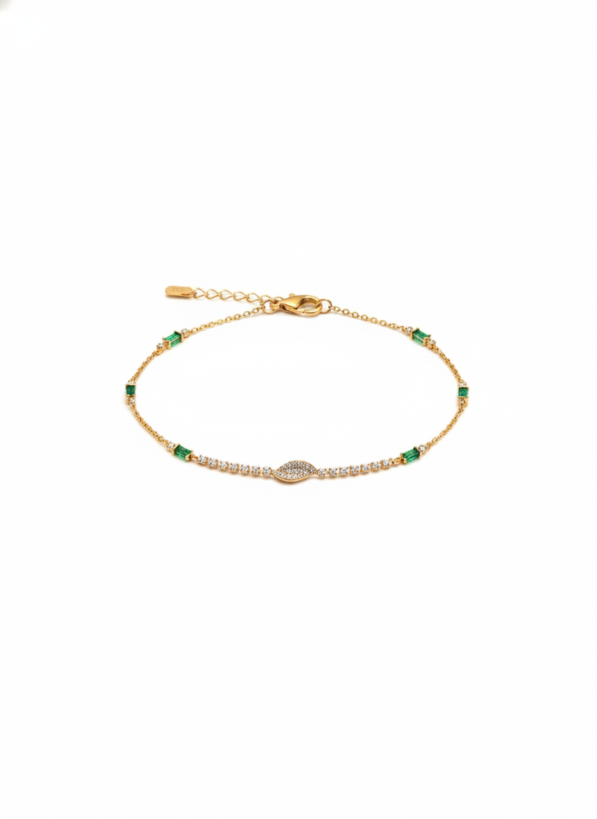 Navette & Emerald Accent Chain