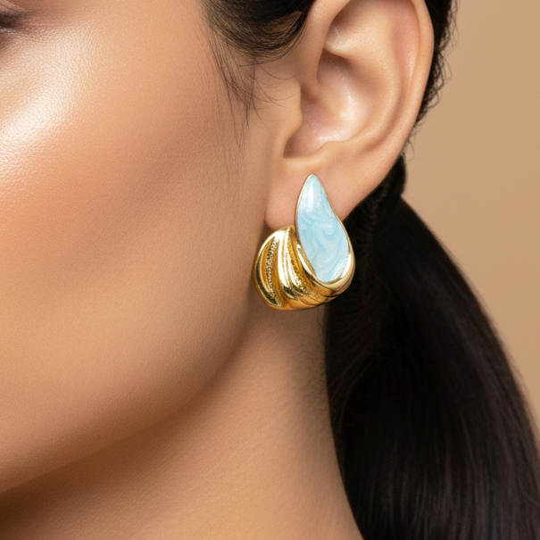 Sculptural Azure Drop Studs