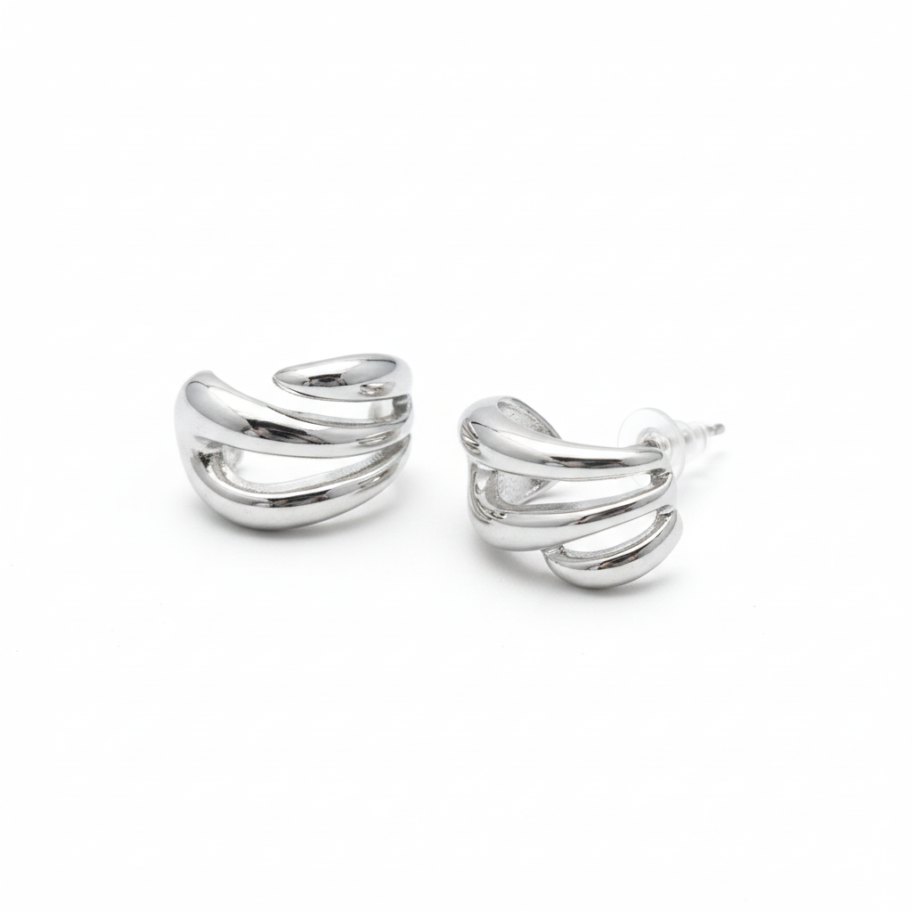 Chunky Silver Twist Hoops