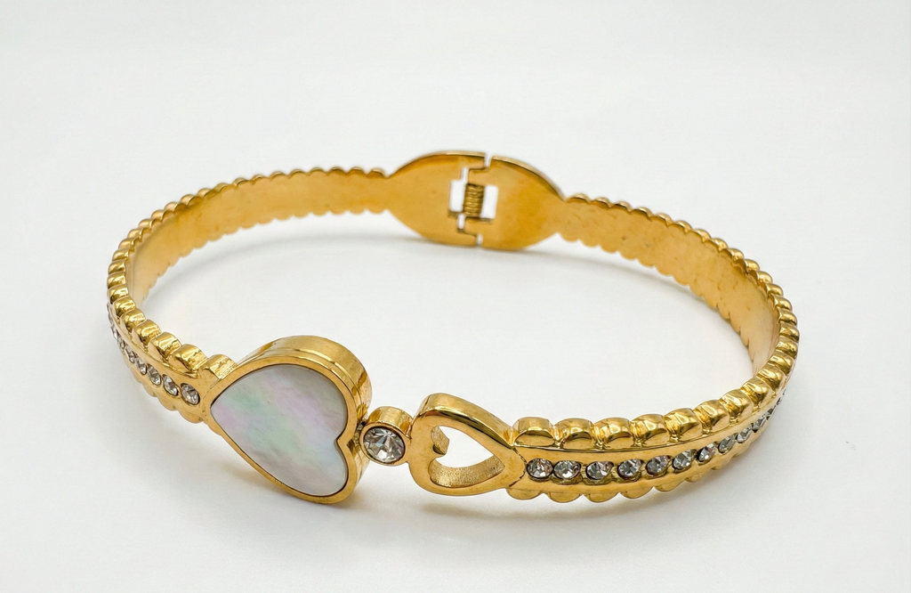Luxe Pearl & Heart Bangle