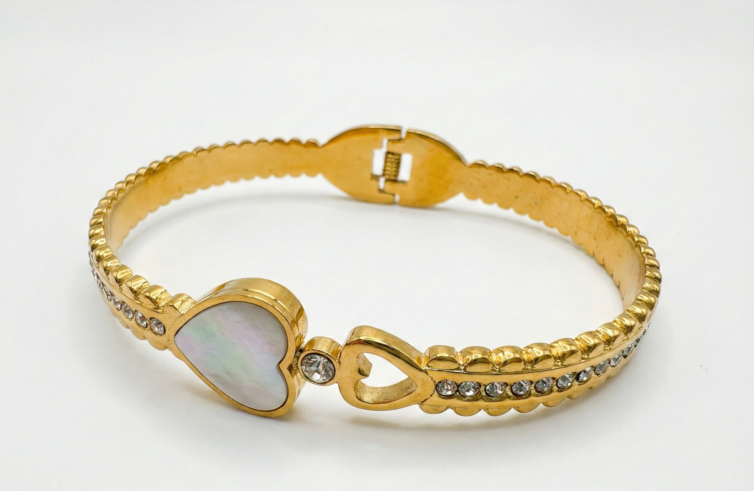Luxe Pearl & Heart Bangle