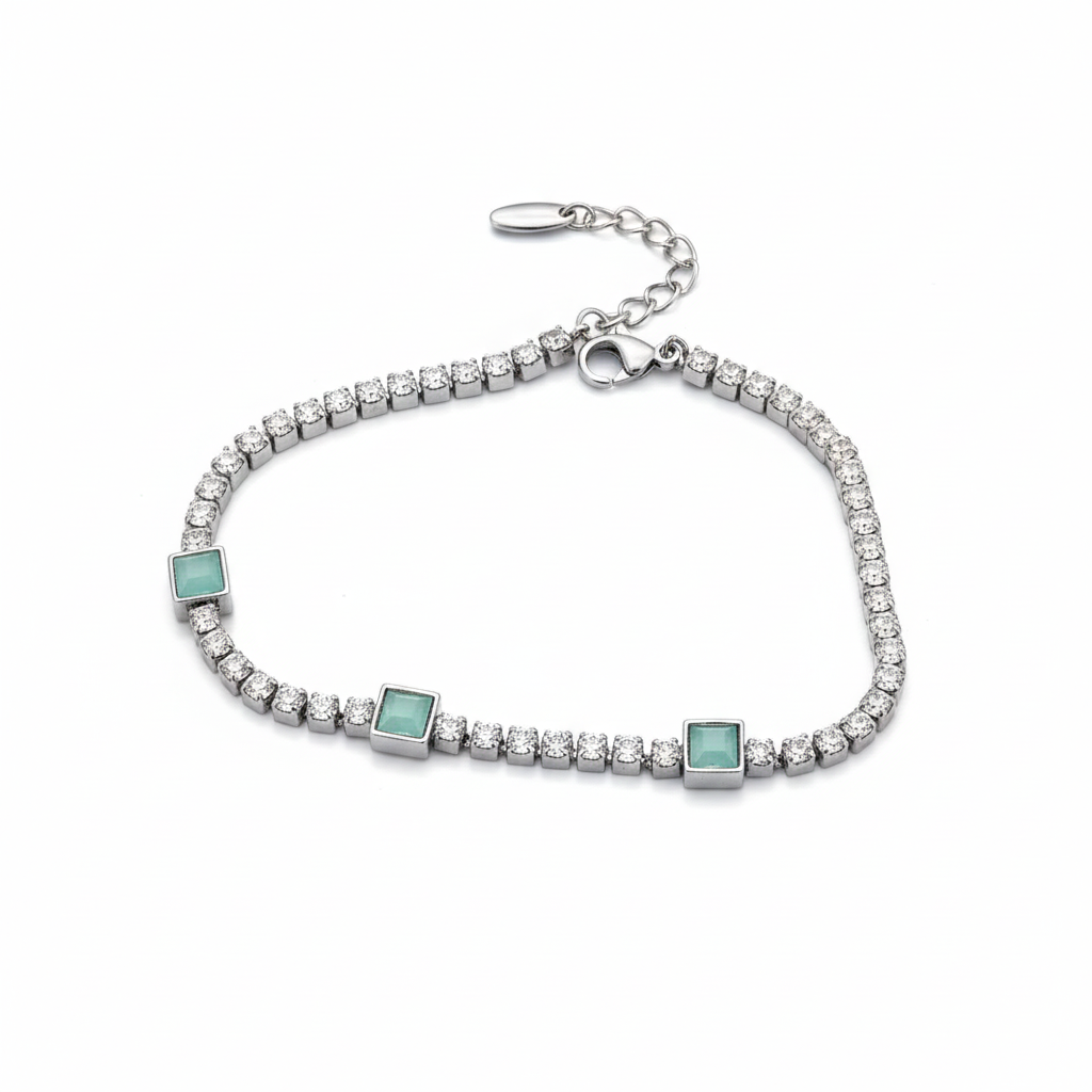 Beaded Aqua Tennis Bracelet