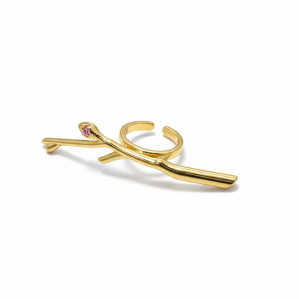 Winged Leaf Gold Open Ring