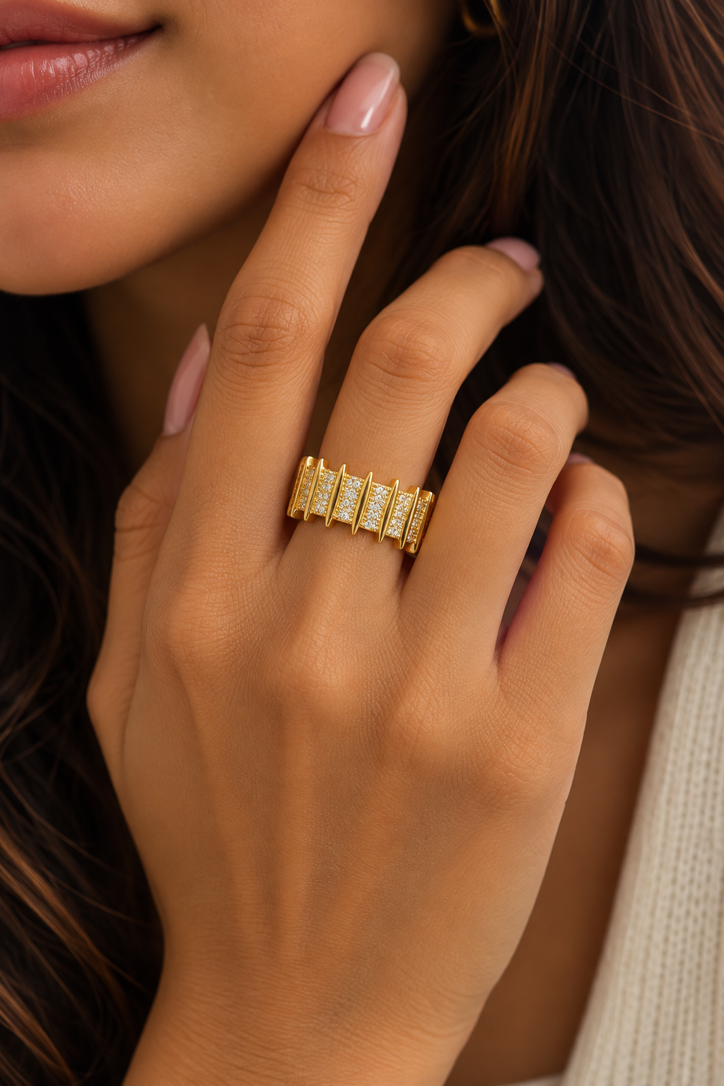 Gold Spike & Pavé Statement Ring