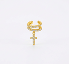 Double Band Cross Charm Ear Cuff