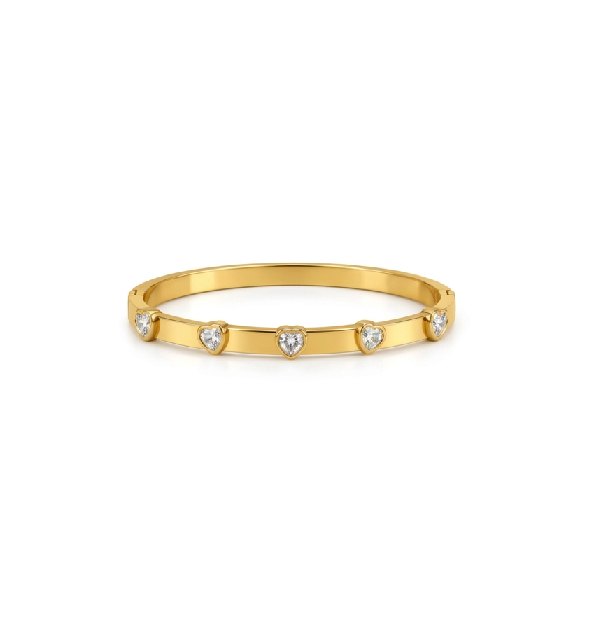 Crystal heart Gold Kada