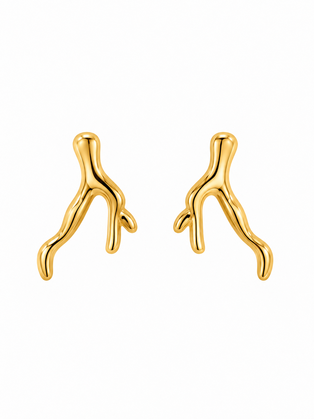 Gold Organic Branch Earrings