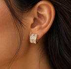 Luxe Baguette Crystal Cuff Earrings