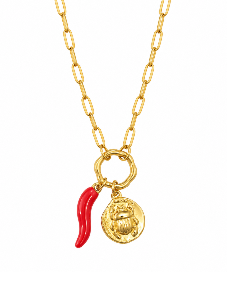Gold Chili Charm Necklace