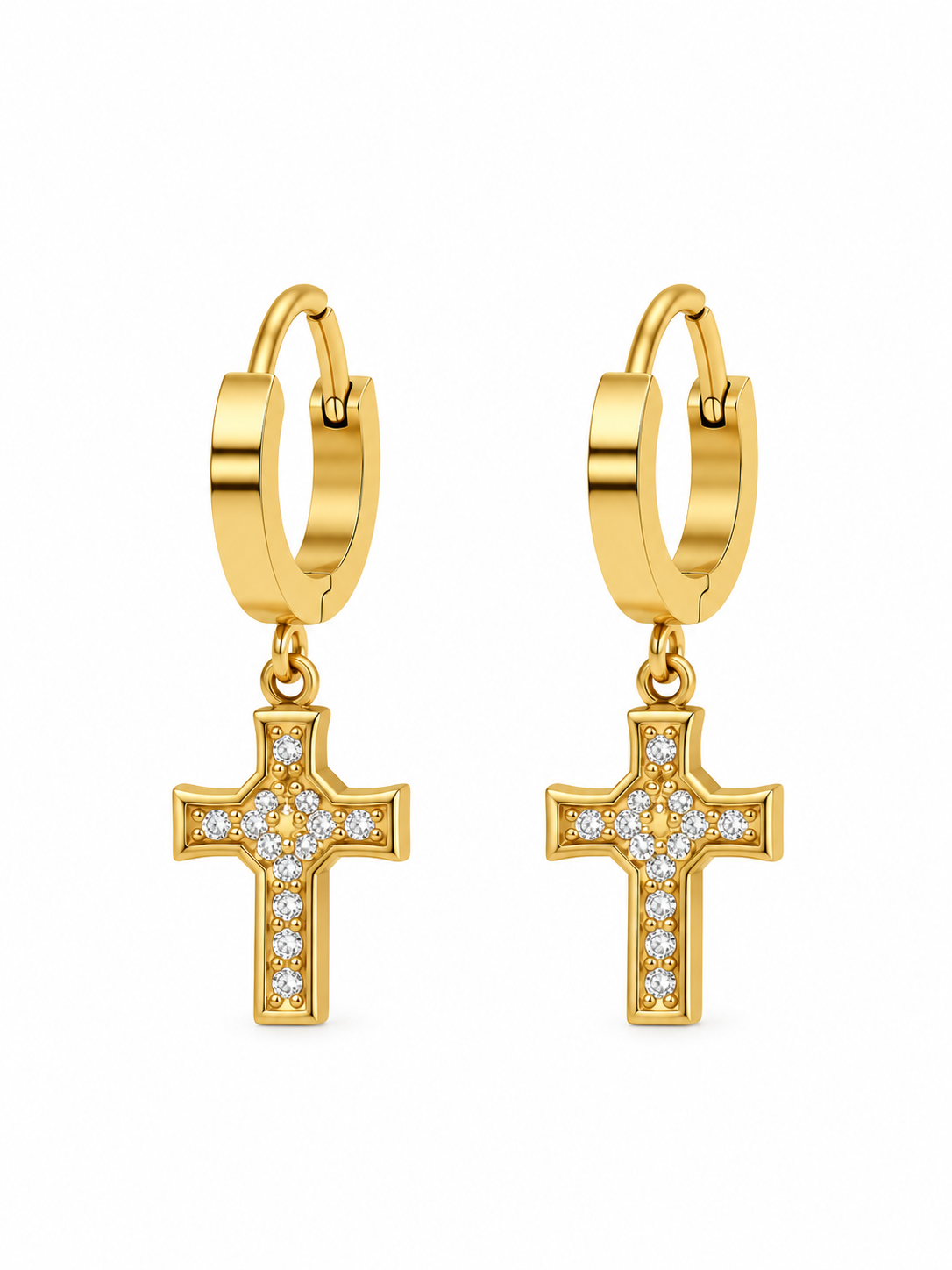 Pavé Cross Hoop Earrings