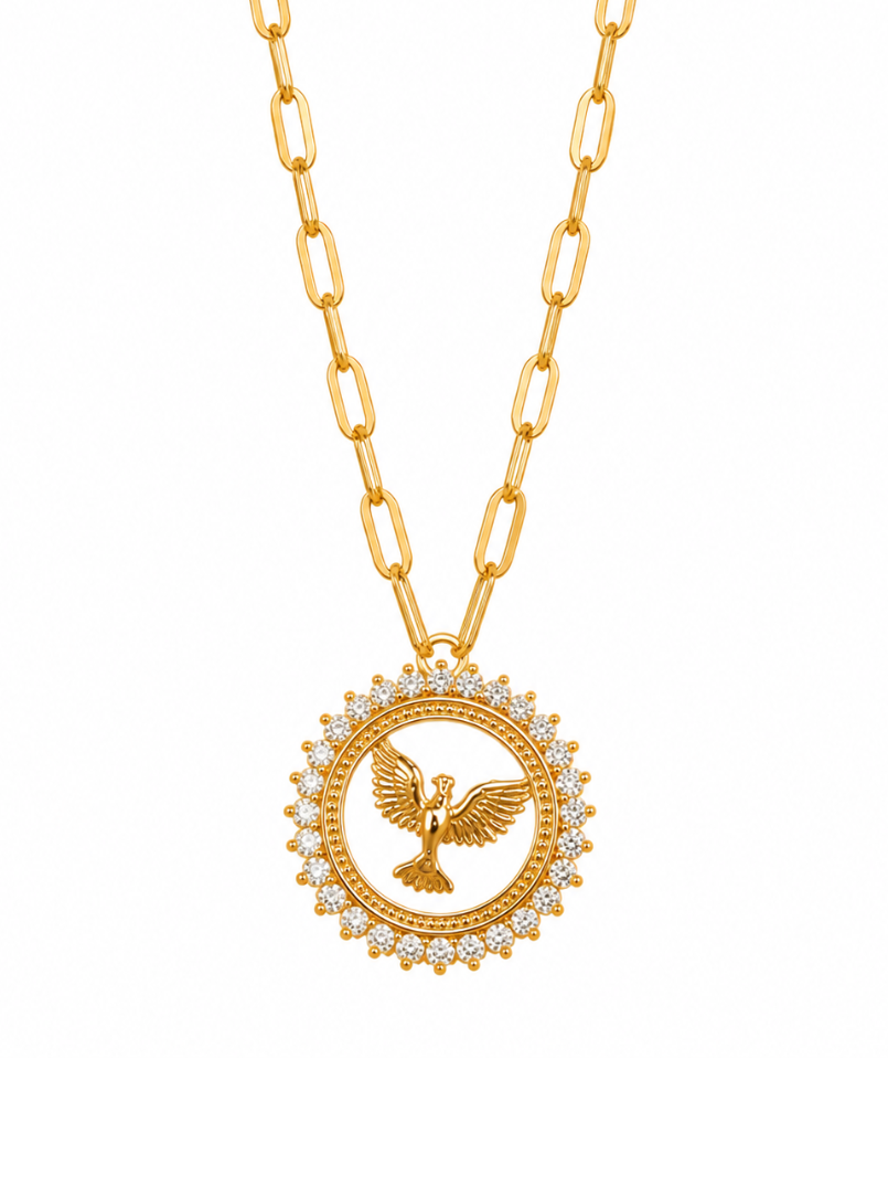 Gold Dove Medallion Necklace