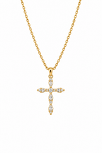 Gold Marquise Crystal Cross Necklace