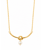 Gold Knot Pearl Necklace
