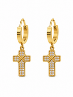 Gold Cross Charm Huggies