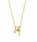 Gold Safety-Pin Palm Tree Necklace