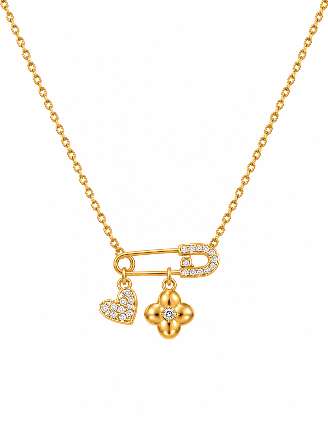Gold Safety Pin Necklace