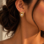Gold Swirl Pearl Earrings