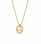 Gold Swirl Pearl Pendant Necklace