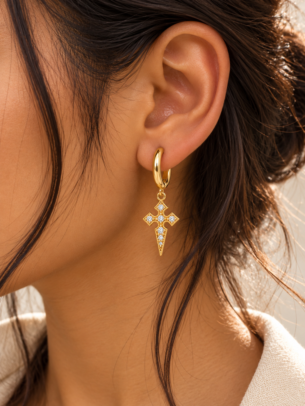 Compass Cross Earrings