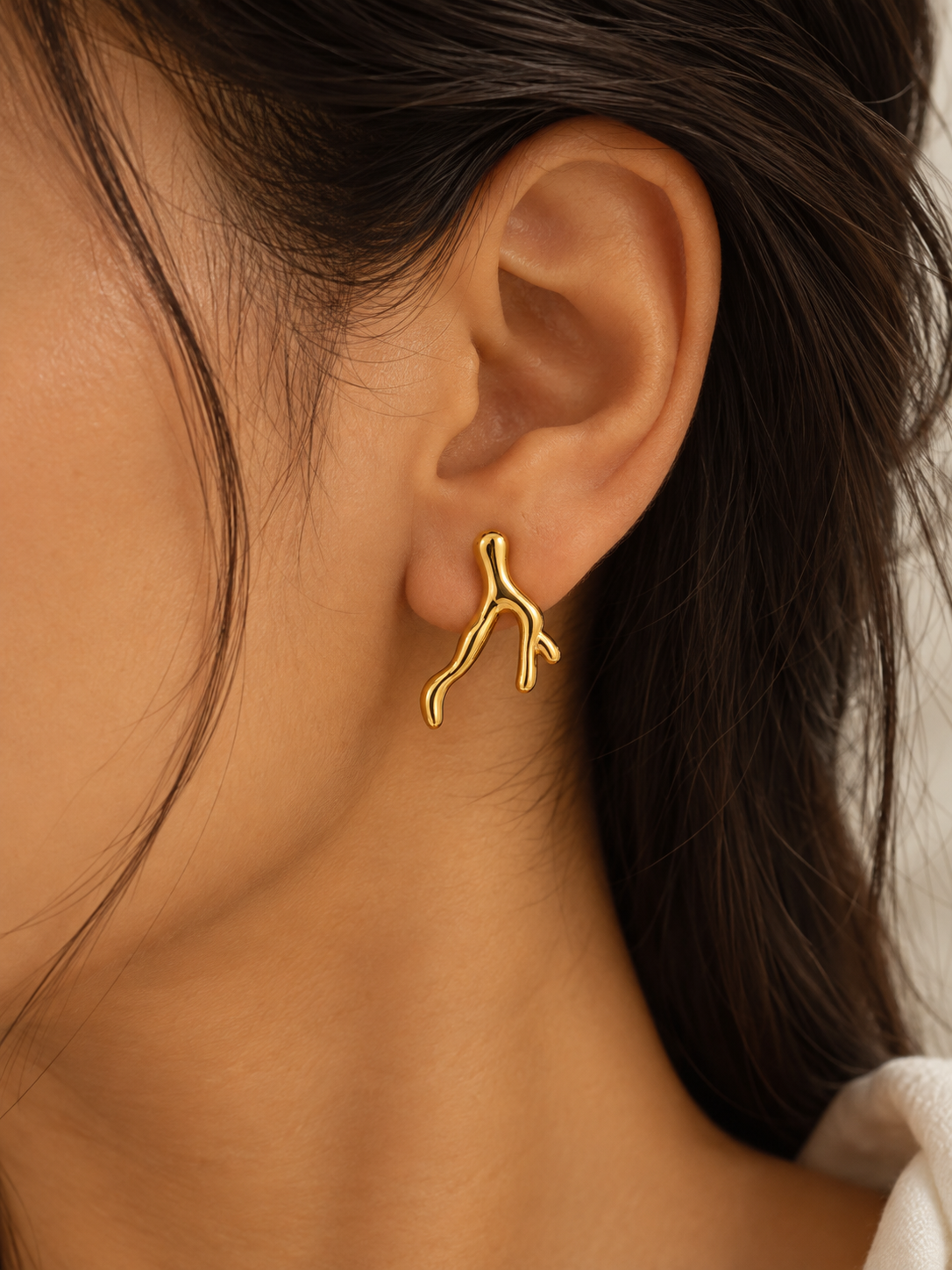 Gold Organic Branch Earrings