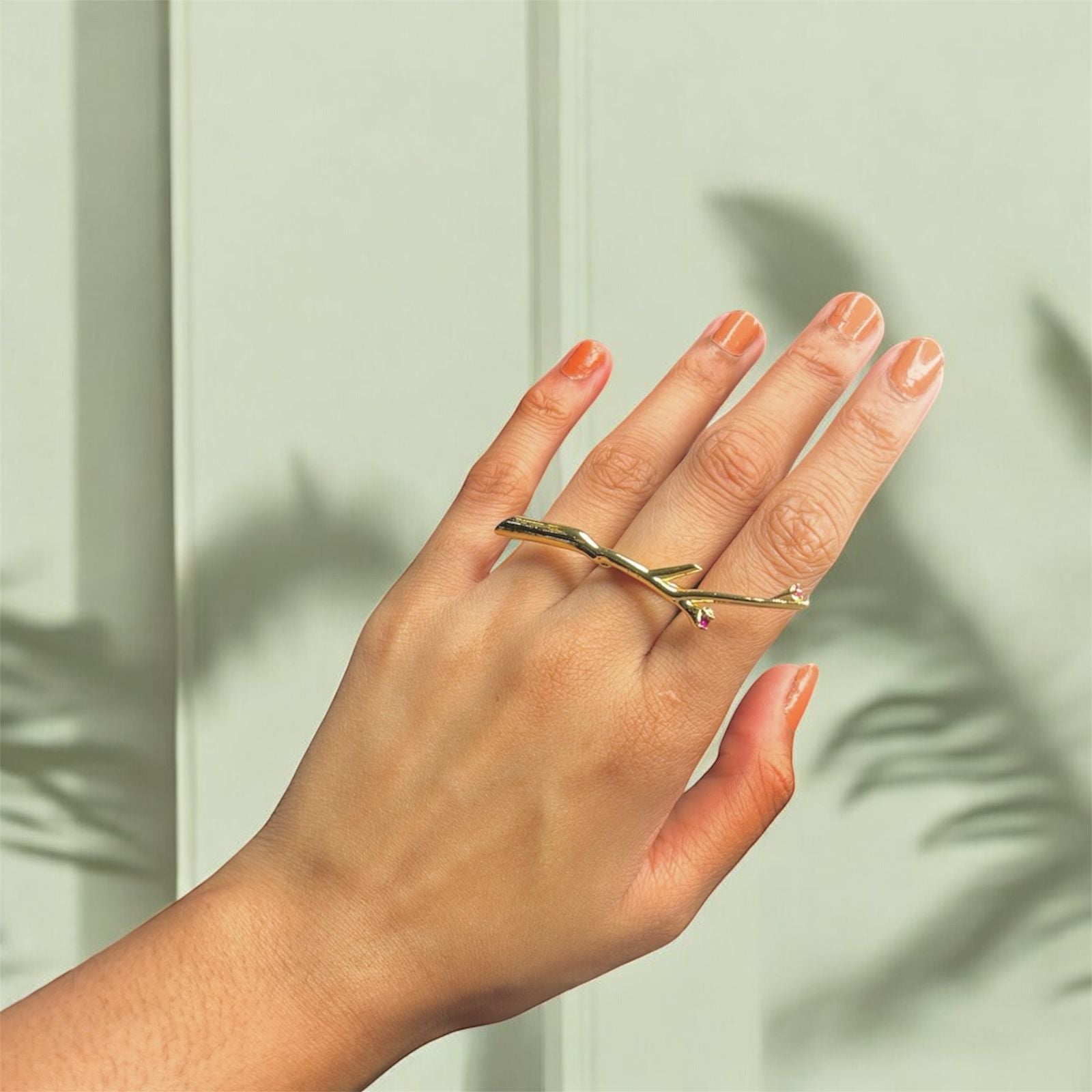 Winged Leaf Gold Open Ring