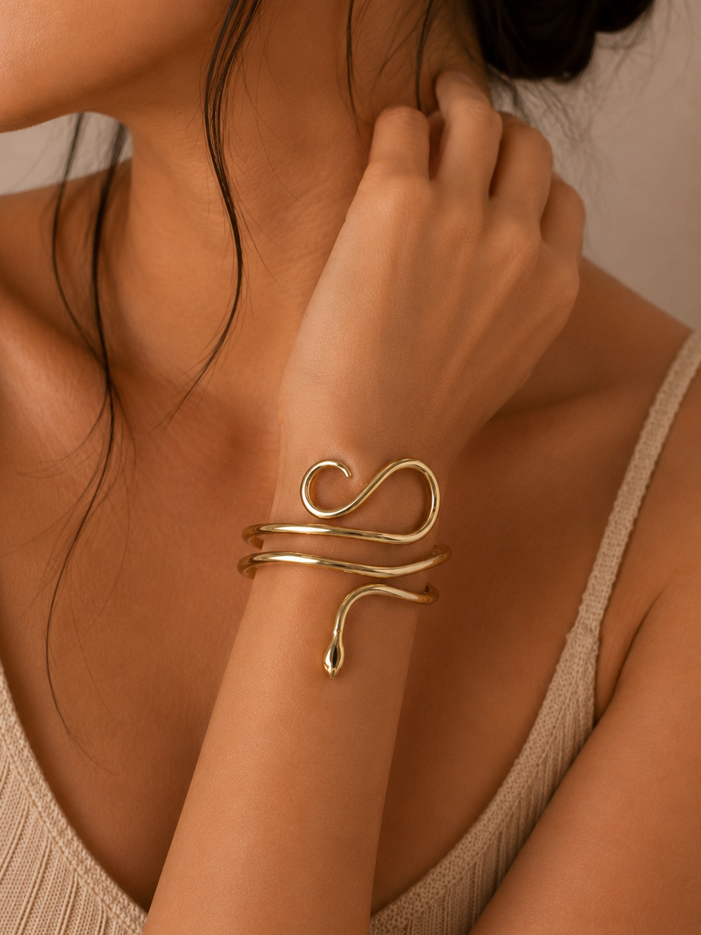 Golden Serpent Cuff Bracelet