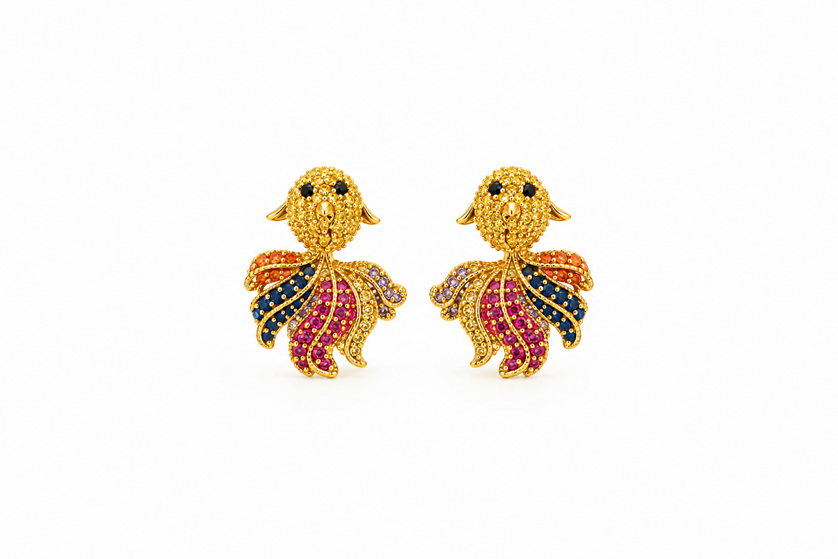 Rainbow Bird Statement Earrings