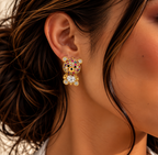 Pavé Teddy Bear Heart Stud Earrings