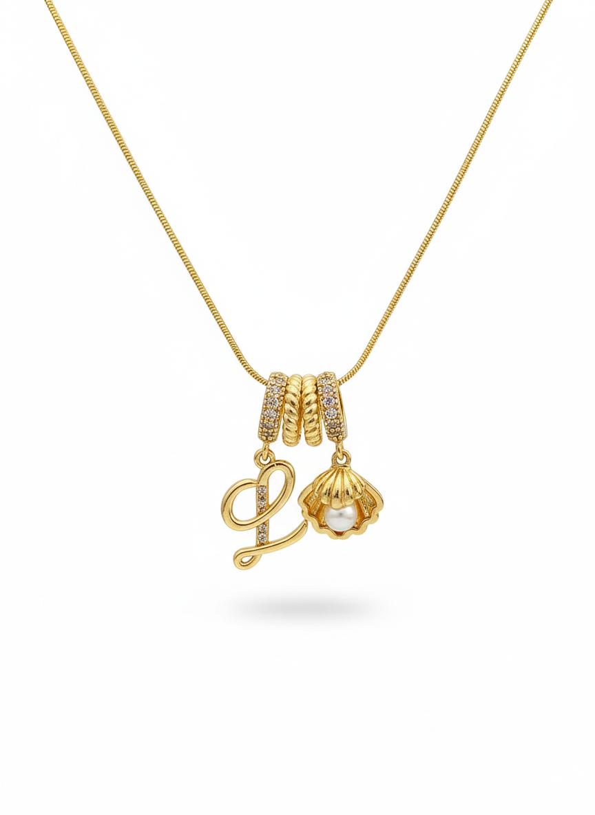L Pearl Charm Necklace