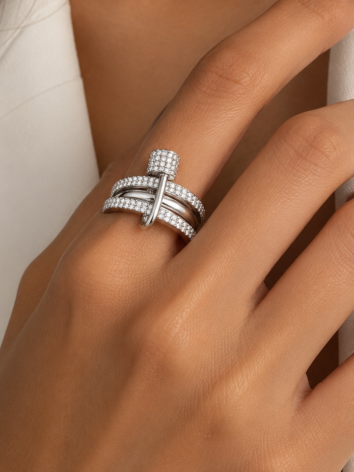 Pavé Hook Statement Ring